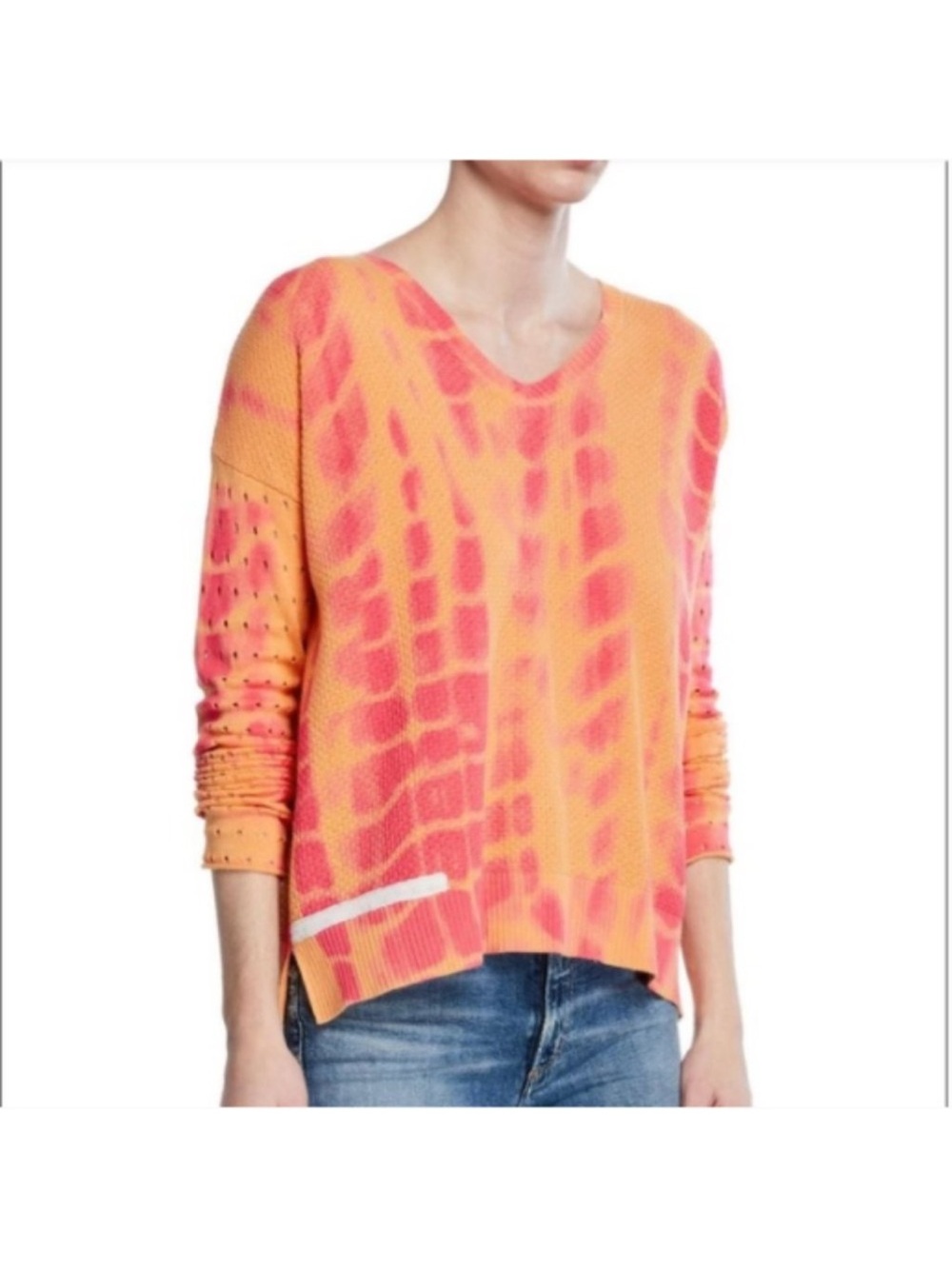 Lisa Todd To Dye For Tie Dye Sweater Mango Tango waffle thermal XL